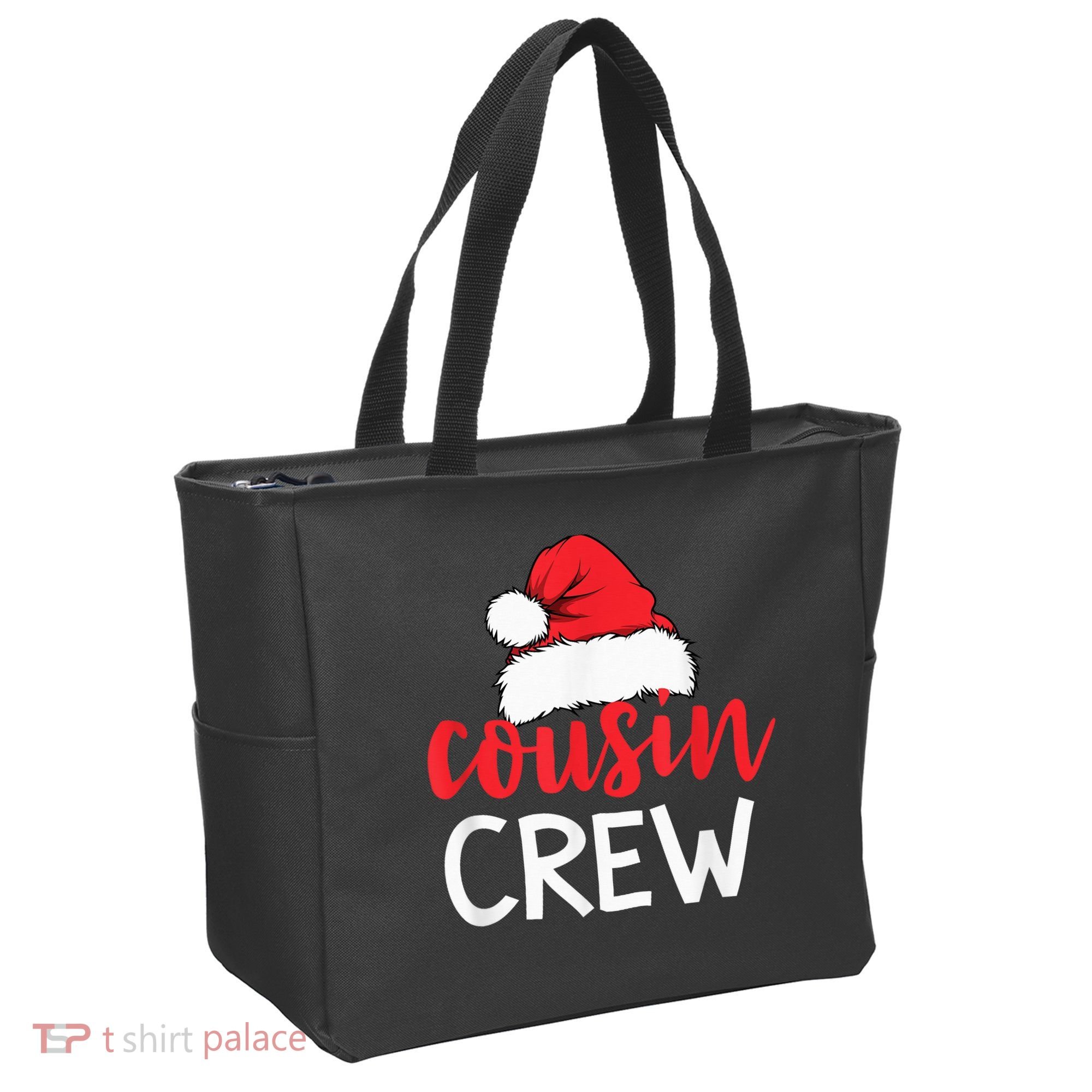 Funny Cousin Crew Santa Hat Matching Christmas Sleeping Xmas Tote Bag