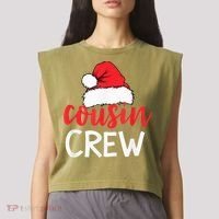 Funny Cousin Crew Santa Hat Matching Christmas Sleeping Xmas Garment-Dyed Women's Muscle Tee thumb 2