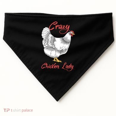 Funny Crazy Chicken Lady Gift USA-Made Doggie Bandana