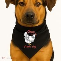 Funny Crazy Chicken Lady Gift USA-Made Doggie Bandana thumb 1