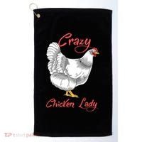 Funny Crazy Chicken Lady Gift Golf Towel thumb 0