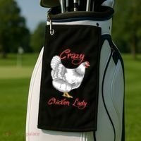 Funny Crazy Chicken Lady Gift Golf Towel thumb 2