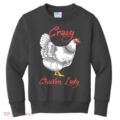 Funny Crazy Chicken Lady Gift Kids Sweatshirt