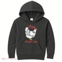 Funny Crazy Chicken Lady Gift Kids Hoodie thumb 0