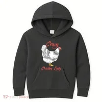 Funny Crazy Chicken Lady Gift Kids Hoodie thumb 0