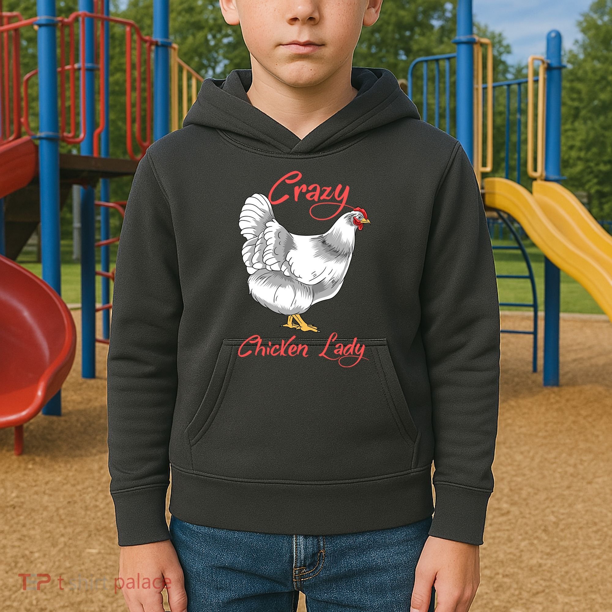 Funny Crazy Chicken Lady Gift Kids Hoodie