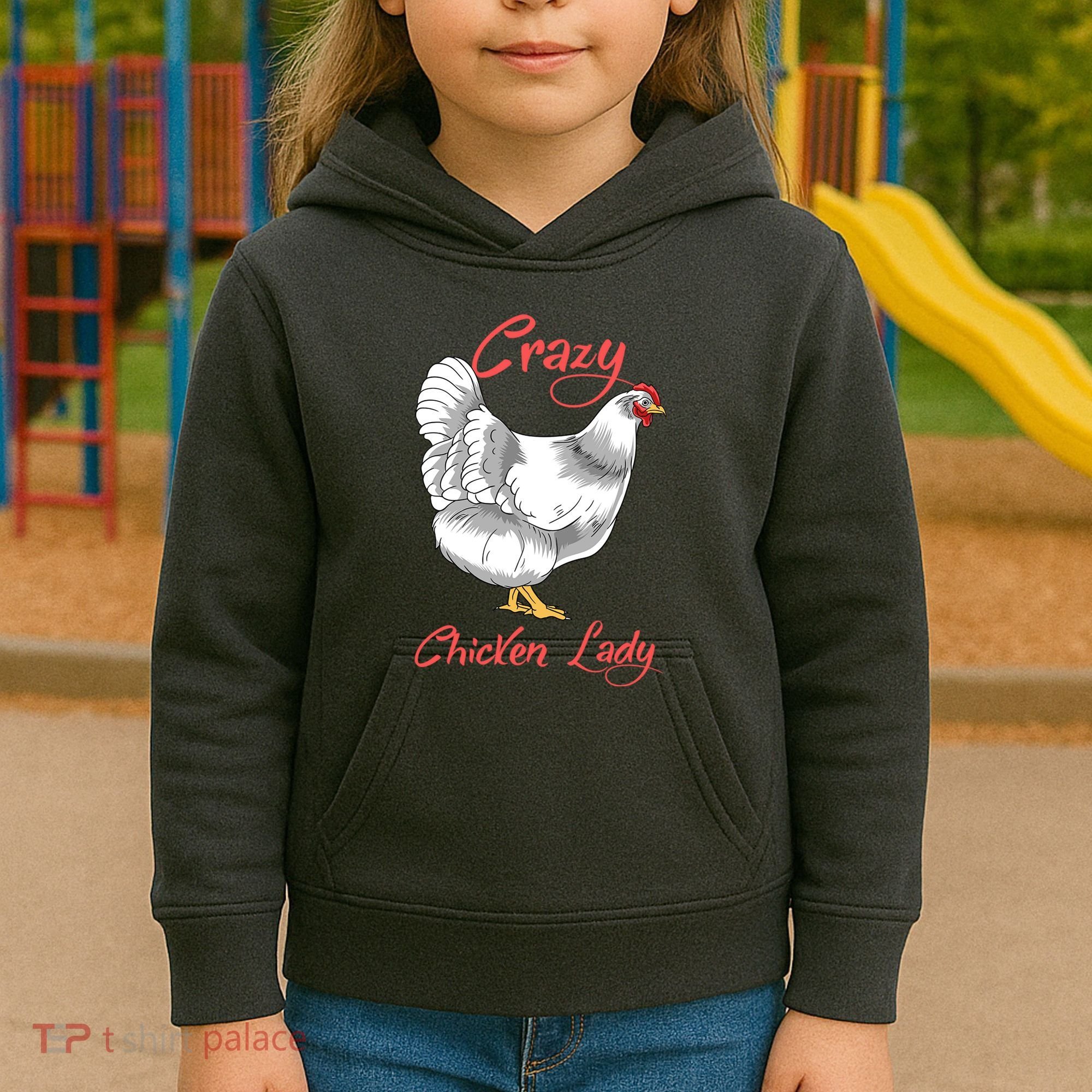 Funny Crazy Chicken Lady Gift Kids Hoodie