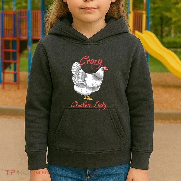 Funny Crazy Chicken Lady Gift Kids Hoodie