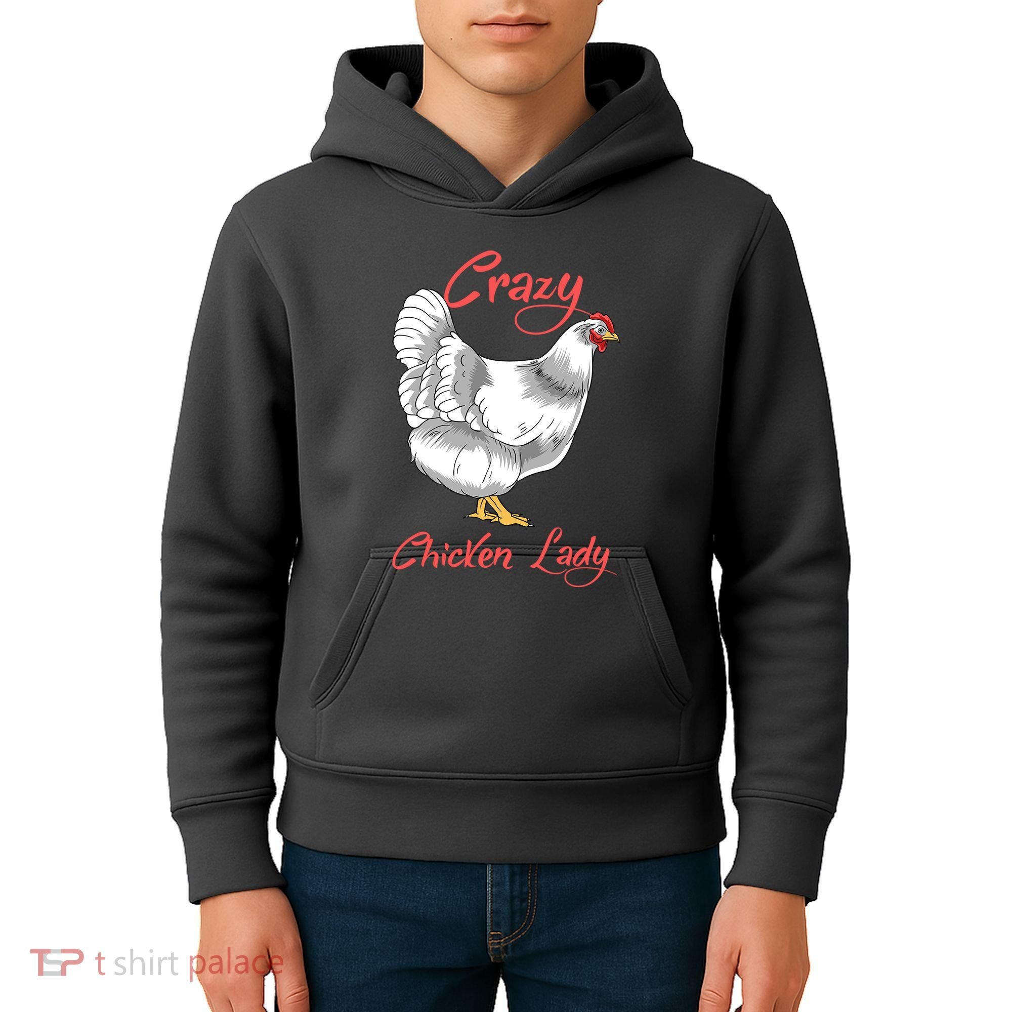 Funny Crazy Chicken Lady Gift Kids Hoodie