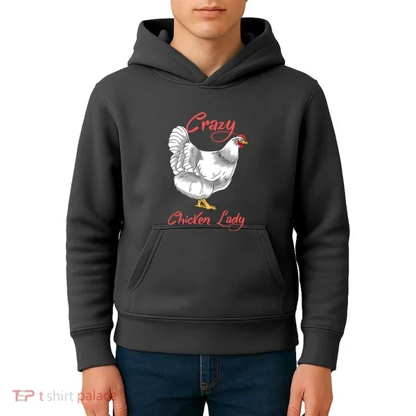Funny Crazy Chicken Lady Gift Kids Hoodie