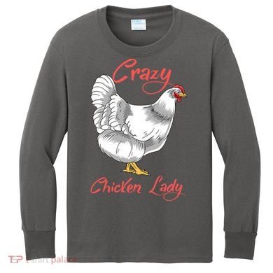Funny Crazy Chicken Lady Gift Kids Long Sleeve Shirt