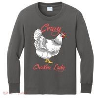 Funny Crazy Chicken Lady Gift Kids Long Sleeve Shirt thumb 0