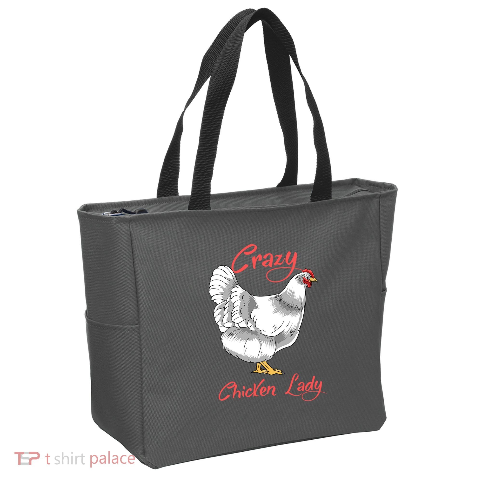 Funny Crazy Chicken Lady Gift Tote Bag
