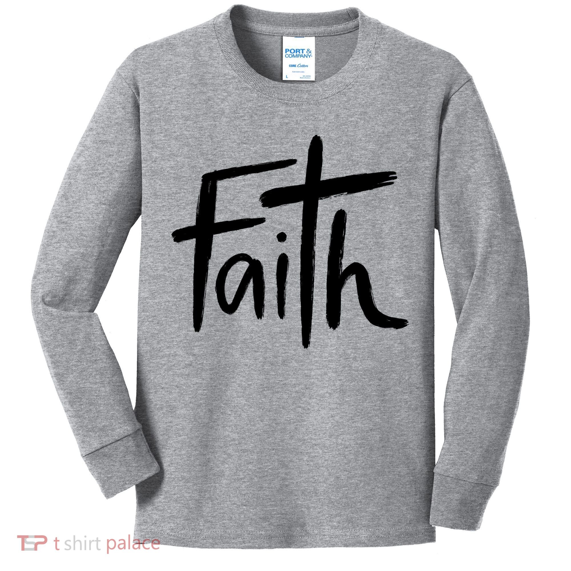 Faith Cross Christianity Kids Long Sleeve Shirt