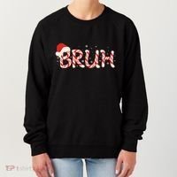 Funny Christmas Candy Cane Bruh Women's Sweatshirt thumb 0