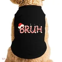 Funny Christmas Candy Cane Bruh Doggie Tank thumb 0
