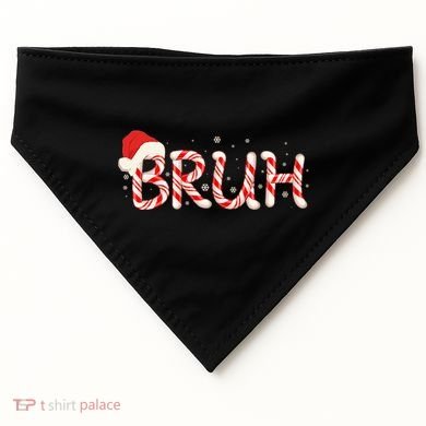 Funny Christmas Candy Cane Bruh USA-Made Doggie Bandana