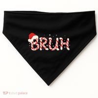 Funny Christmas Candy Cane Bruh USA-Made Doggie Bandana thumb 0