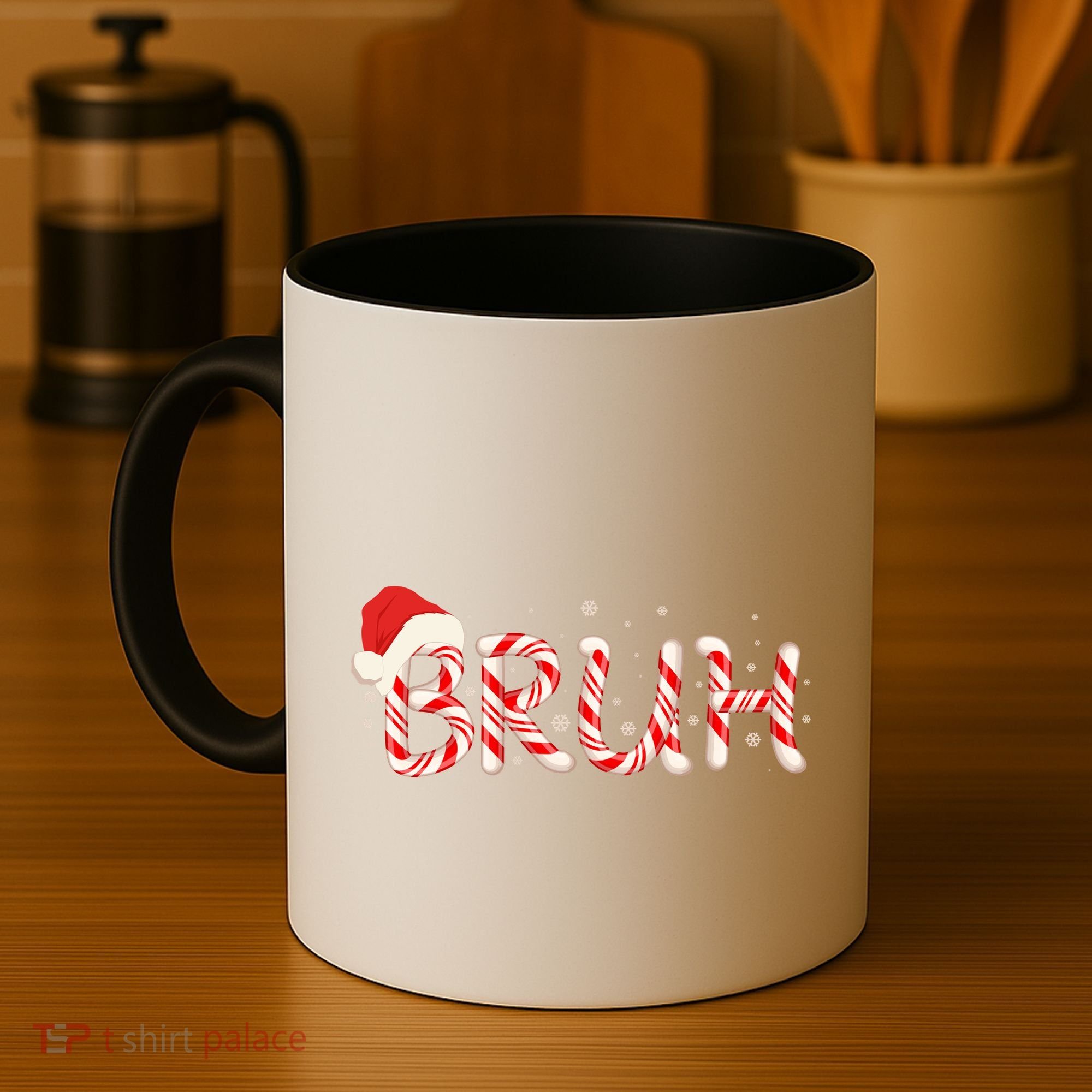 Funny Christmas Candy Cane Bruh Coffee Mug