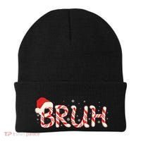 Funny Christmas Candy Cane Bruh Beanie thumb 0
