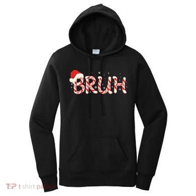Funny Christmas Candy Cane Bruh Women's Hoodie