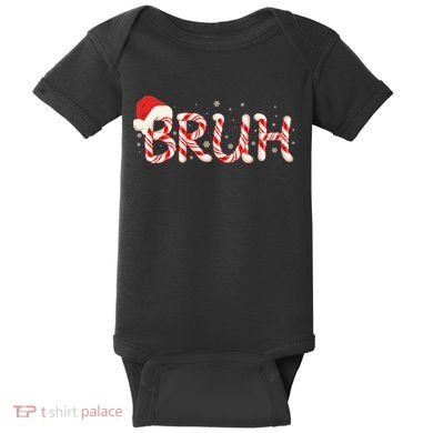 Funny Christmas Candy Cane Bruh Baby Bodysuit