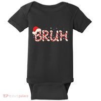 Funny Christmas Candy Cane Bruh Baby Bodysuit thumb 0