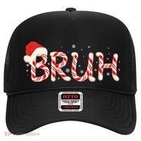 Funny Christmas Candy Cane Bruh Hat thumb 0