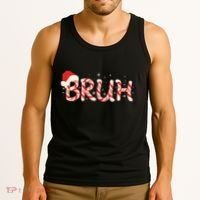 Funny Christmas Candy Cane Bruh Tank Top thumb 3