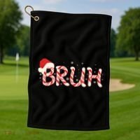 Funny Christmas Candy Cane Bruh Golf Towel thumb 1
