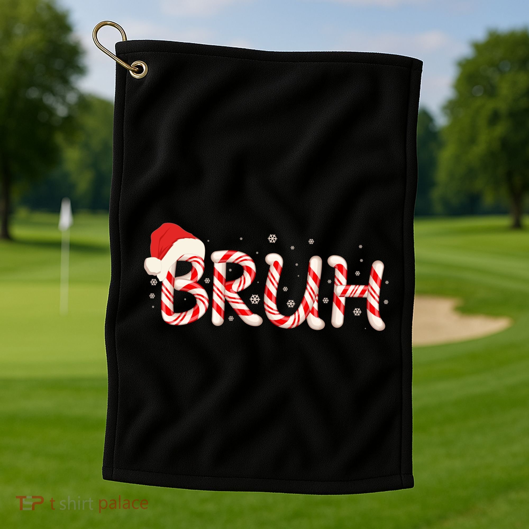 Funny Christmas Candy Cane Bruh Golf Towel