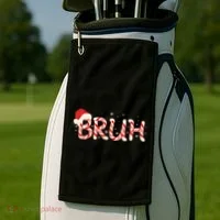 Funny Christmas Candy Cane Bruh Golf Towel thumb 2