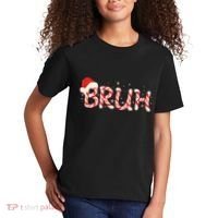 Funny Christmas Candy Cane Bruh Kids T-Shirt thumb 2