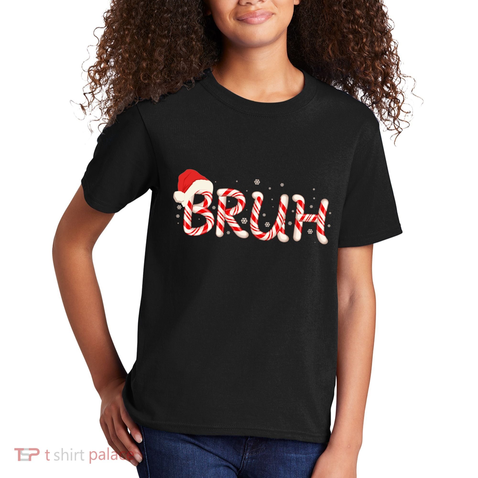 Funny Christmas Candy Cane Bruh Kids T-Shirt