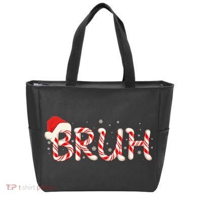 Funny Christmas Candy Cane Bruh Tote Bag