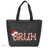 Funny Christmas Candy Cane Bruh Tote Bag thumb 0