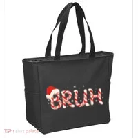 Funny Christmas Candy Cane Bruh Tote Bag thumb 2