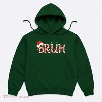 Funny Christmas Candy Cane Bruh Hoodie thumb 0