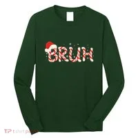 Funny Christmas Candy Cane Bruh Long Sleeve Shirt thumb 0