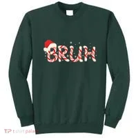 Funny Christmas Candy Cane Bruh Sweatshirt thumb 0