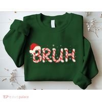 Funny Christmas Candy Cane Bruh Sweatshirt thumb 2
