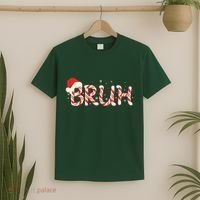 Funny Christmas Candy Cane Bruh T-Shirt thumb 2