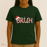 Funny Christmas Candy Cane Bruh T-Shirt thumb 4
