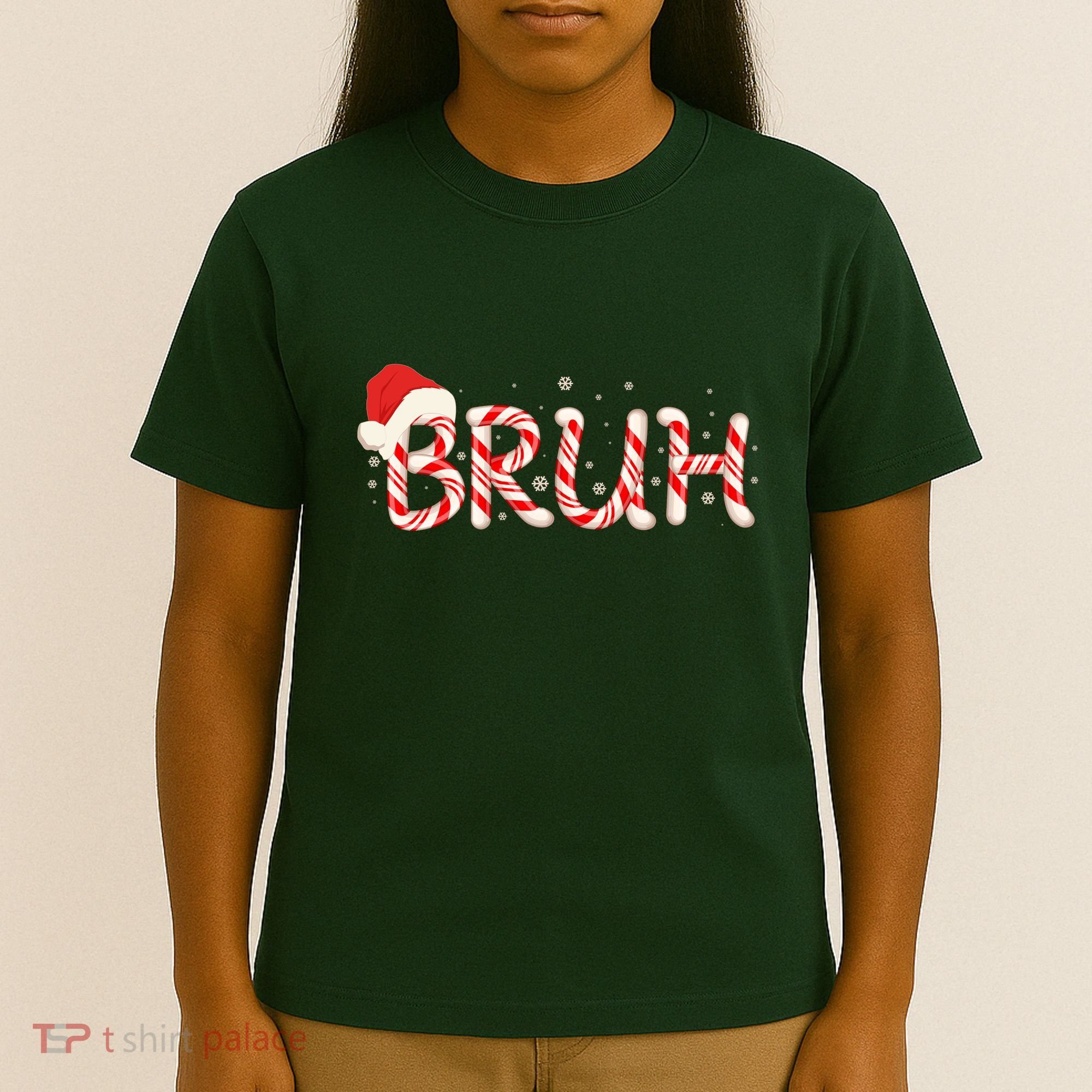 Funny Christmas Candy Cane Bruh T-Shirt