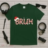 Funny Christmas Candy Cane Bruh T-Shirt thumb 5