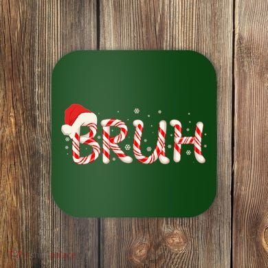 Funny Christmas Candy Cane Bruh Coaster