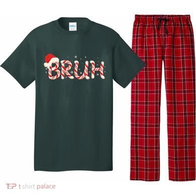 Funny Christmas Candy Cane Bruh Pajama Set