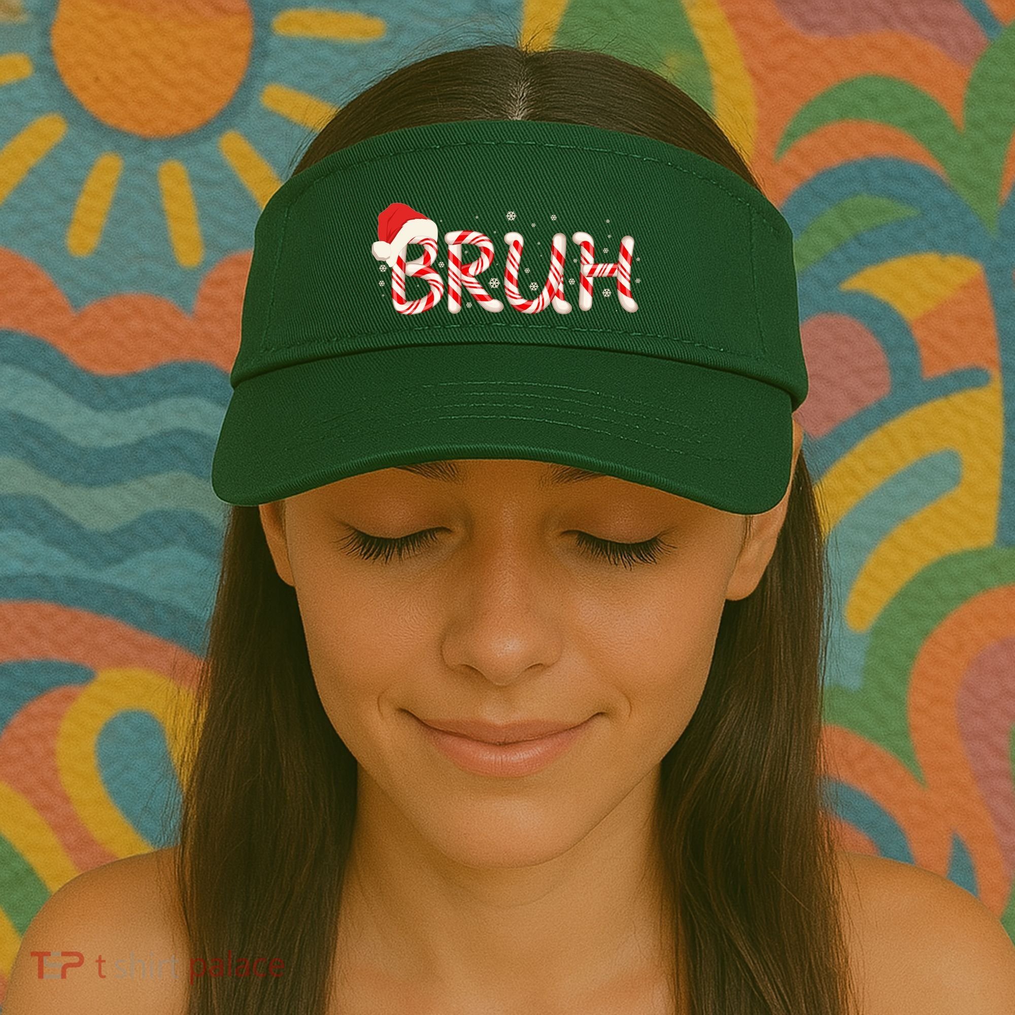 Funny Christmas Candy Cane Bruh Visor