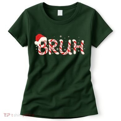 Funny Christmas Candy Cane Bruh Women's T-Shirt