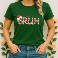 Funny Christmas Candy Cane Bruh Women's T-Shirt thumb 2